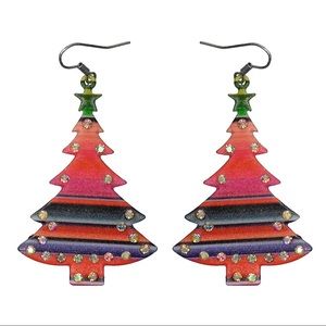 Serape Christmas Tree Earrings